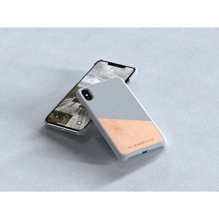 Dėklas iPhone Xs Max, šviesiai pilkas, su tikru klevu