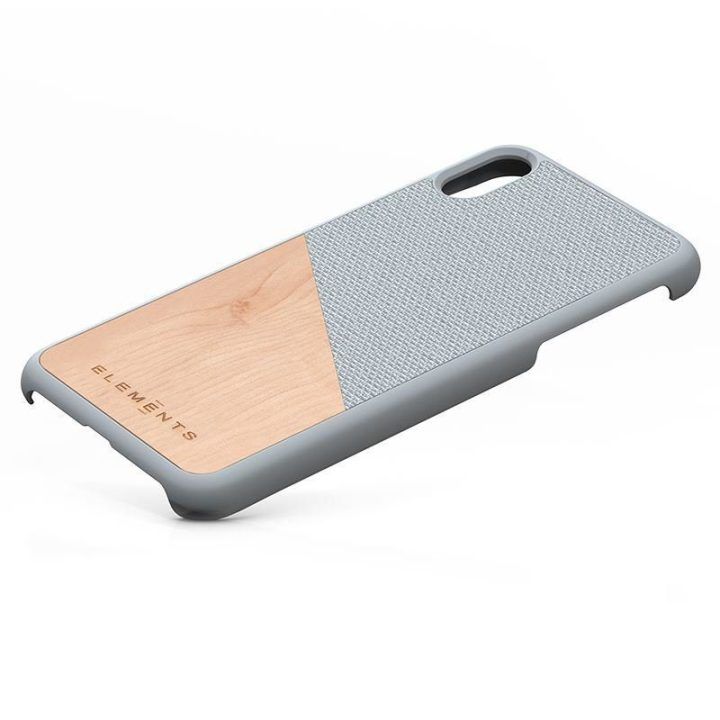 Dėklas iPhone Xs Max, šviesiai pilkas, su tikru klevu