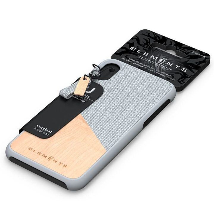 Dėklas iPhone Xs Max, šviesiai pilkas, su tikru klevu