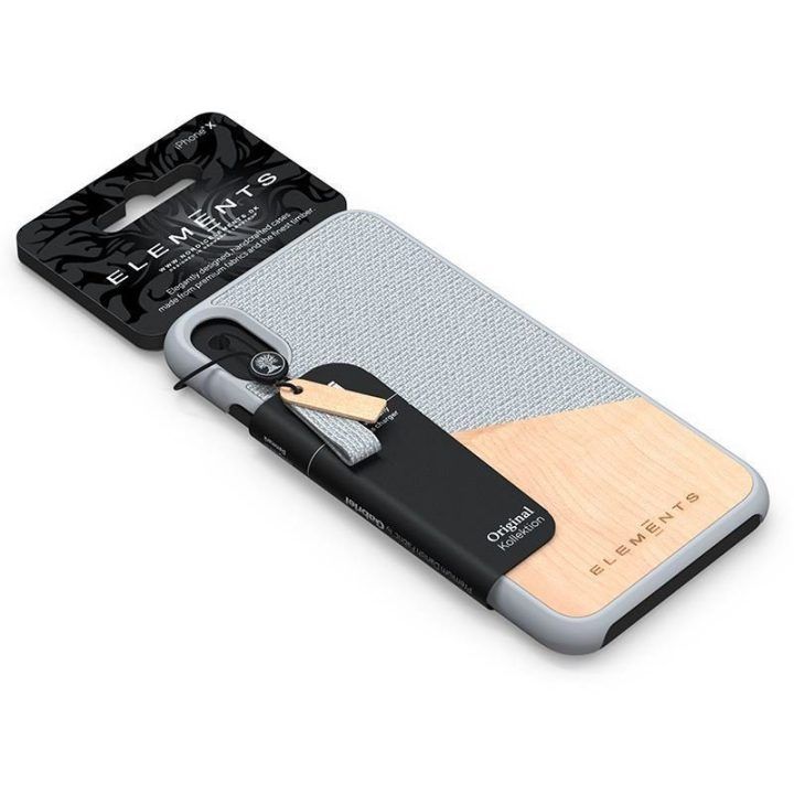 Dėklas iPhone Xs Max, šviesiai pilkas, su tikru klevu