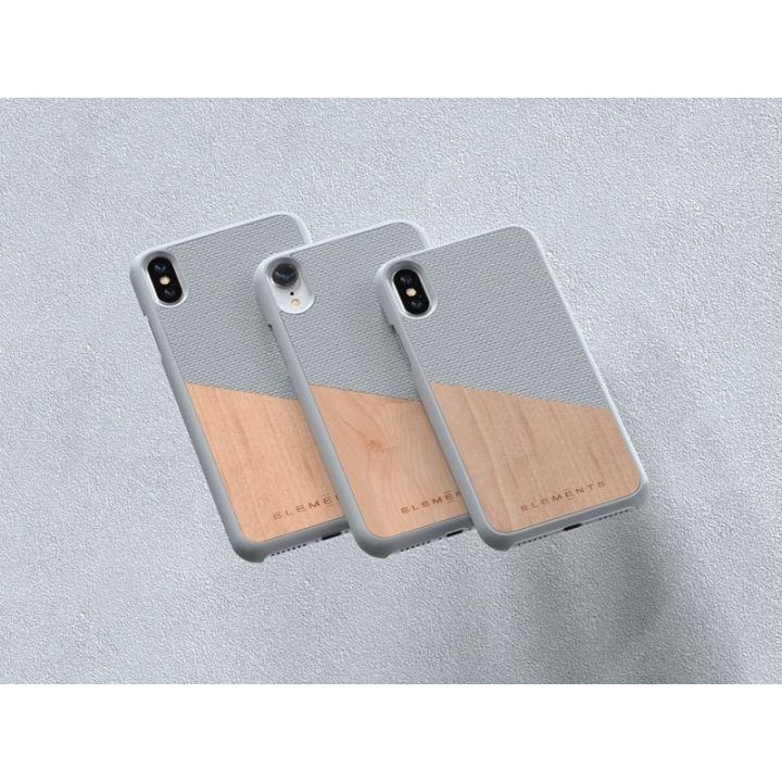Dėklas iPhone Xs Max, šviesiai pilkas, su tikru klevu