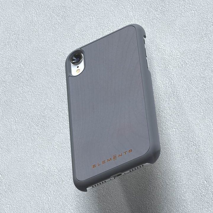 Dėklas iPhone XR su tikru klevu, pilkas