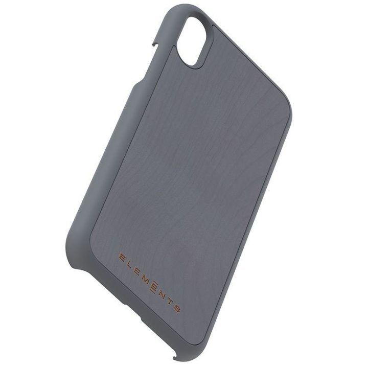 Dėklas iPhone XR su tikru klevu, pilkas