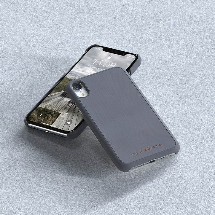 Dėklas iPhone XR su tikru klevu, pilkas
