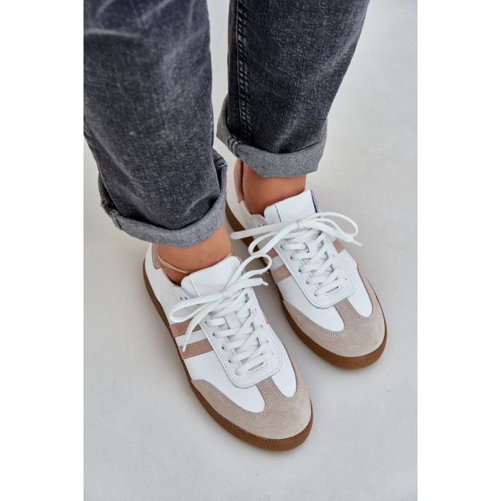 Balti sportiniai bateliai iš natūralios odos Step in style