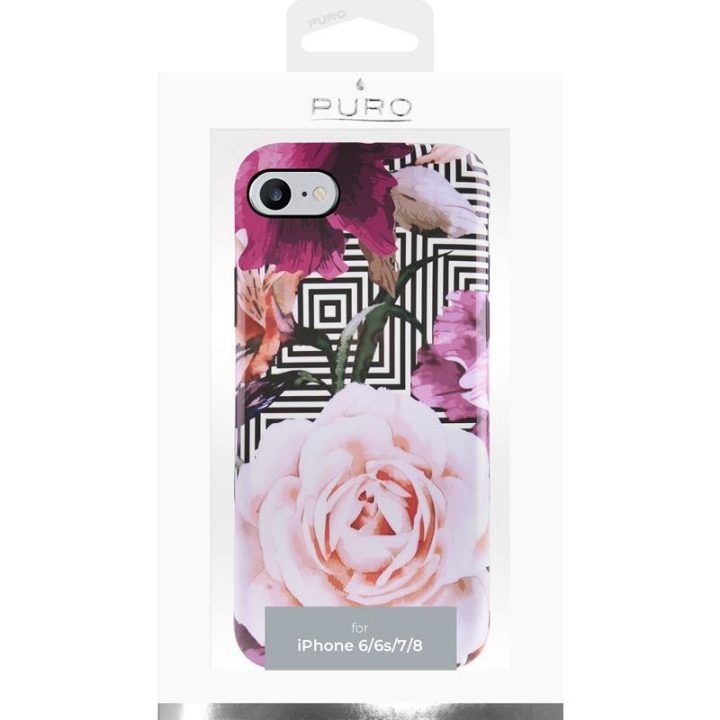 Telefono dėklas PURO Glam Geo Flowers iPhone SE/8/7/6s rožinis