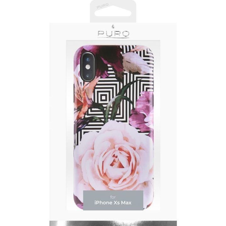 Dėklas iPhone Xs Max PURO Glam Geo Flowers, rožinis