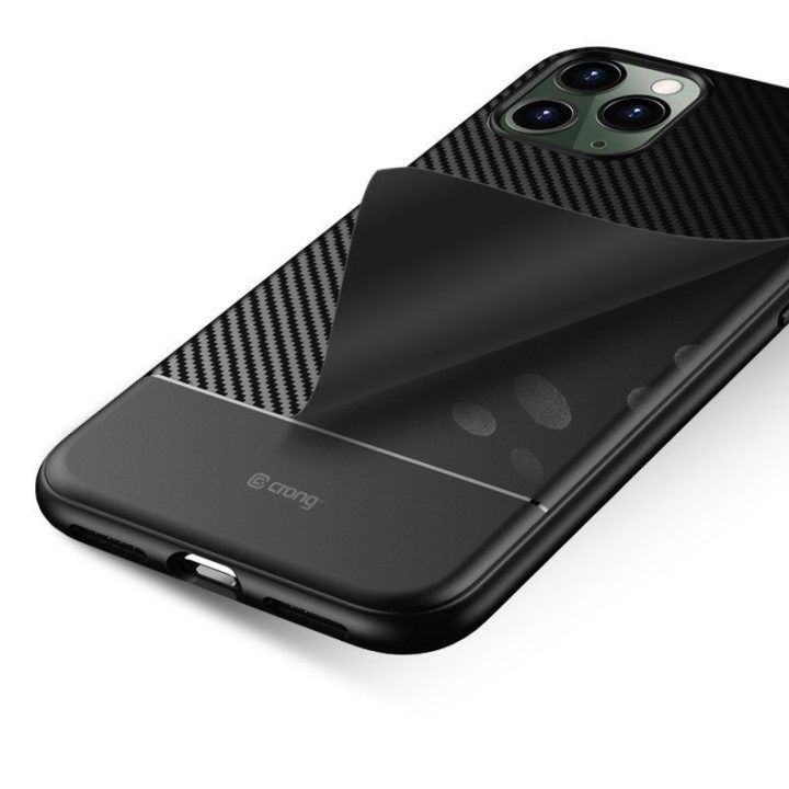 Dėklas iPhone 11 Pro Crong Prestige Carbon, juodas