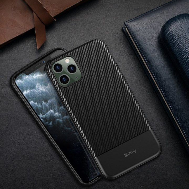 Dėklas iPhone 11 Pro Crong Prestige Carbon, juodas
