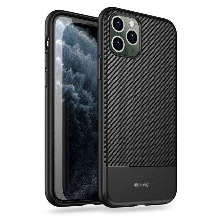 Dėklas Crong Prestige Carbon iPhone 11 Pro Max, juodas