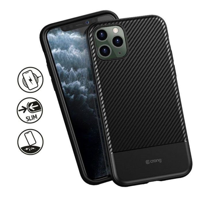 Dėklas Crong Prestige Carbon iPhone 11 Pro Max, juodas
