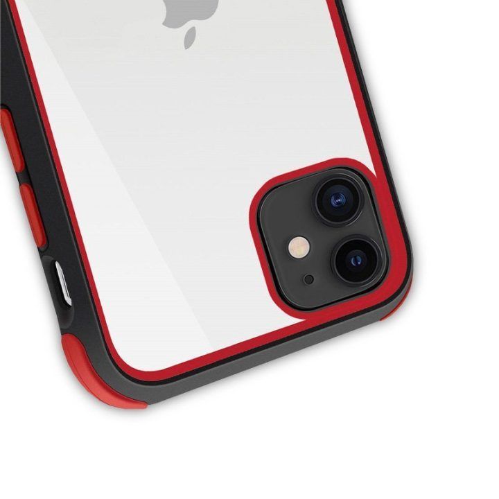 Dėklas iPhone 11 Pro Crong Trace Clear, juoda/raudona