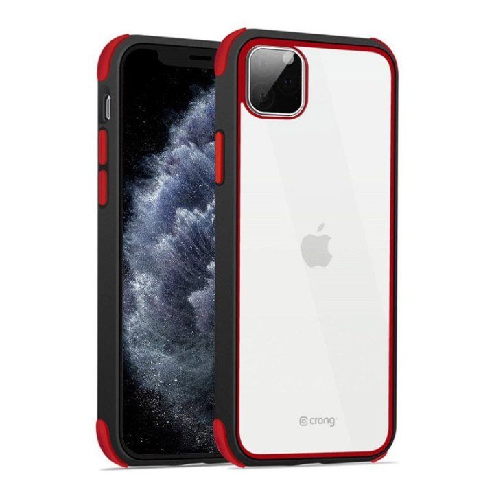 Dėklas iPhone 11 Pro Crong Trace Clear, juoda/raudona