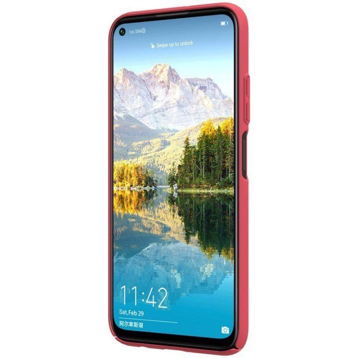 Nillkin Super Frosted Shield dėklas Huawei P40 Lite / Nova 7i / Nova 6 SE, raudonas