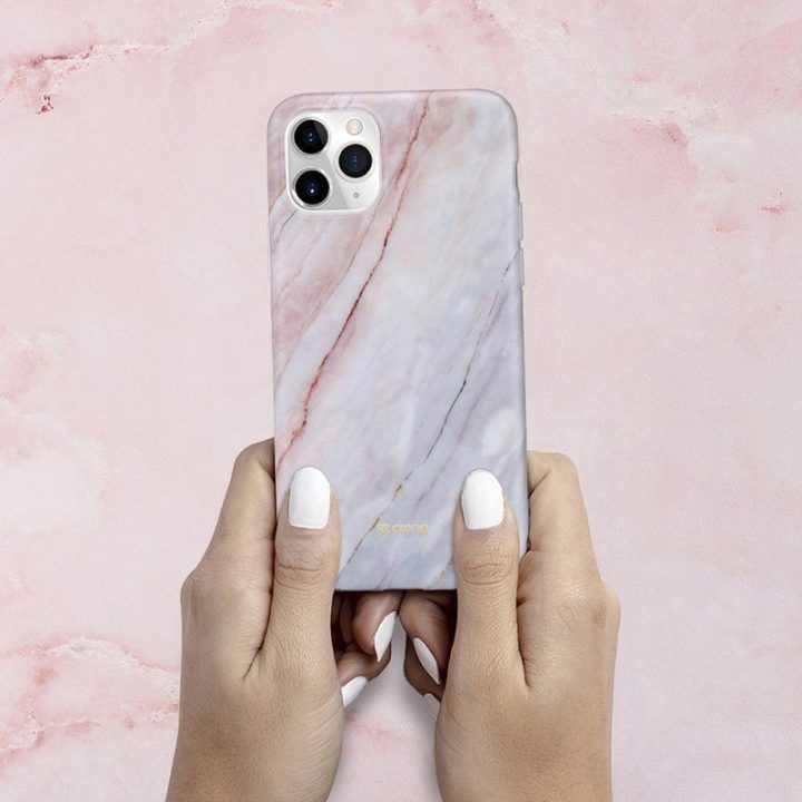 Dėklas iPhone 11 Pro Crong Marble rožinis