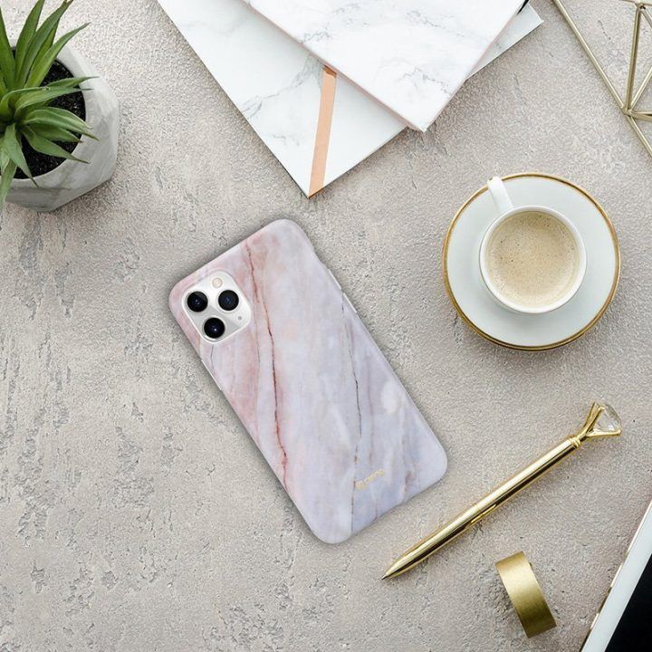 Dėklas iPhone 11 Pro Crong Marble rožinis