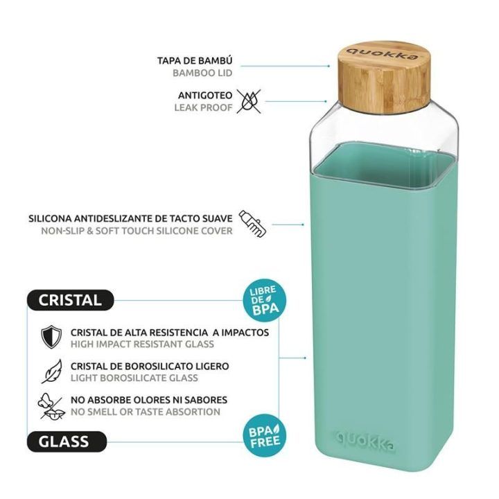Stiklinė gertuvė Quokka Storm 700 ml, žalsva