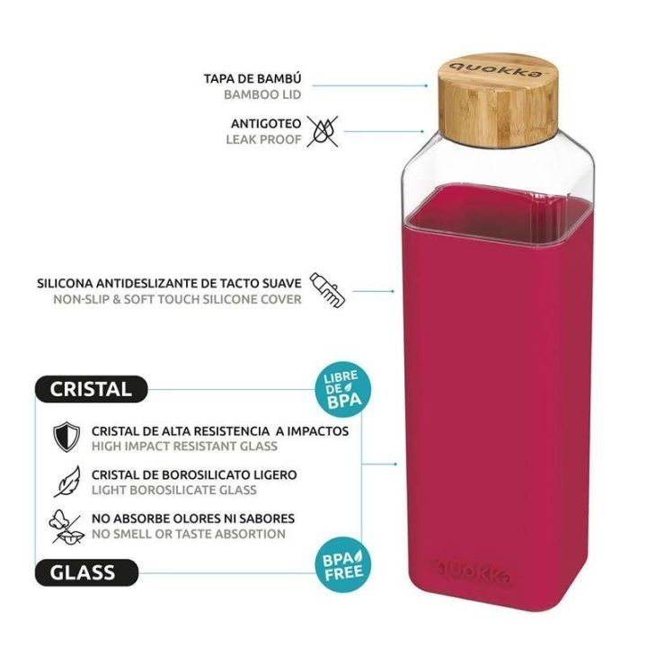 Stiklinė gertuvė Quokka Storm 700 ml, raudonai ruda