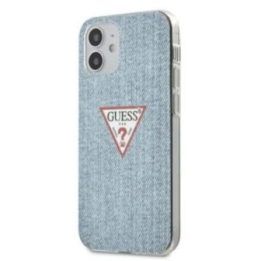 Dėklas iPhone 12 mini Guess Denim Triangle, mėlynas
