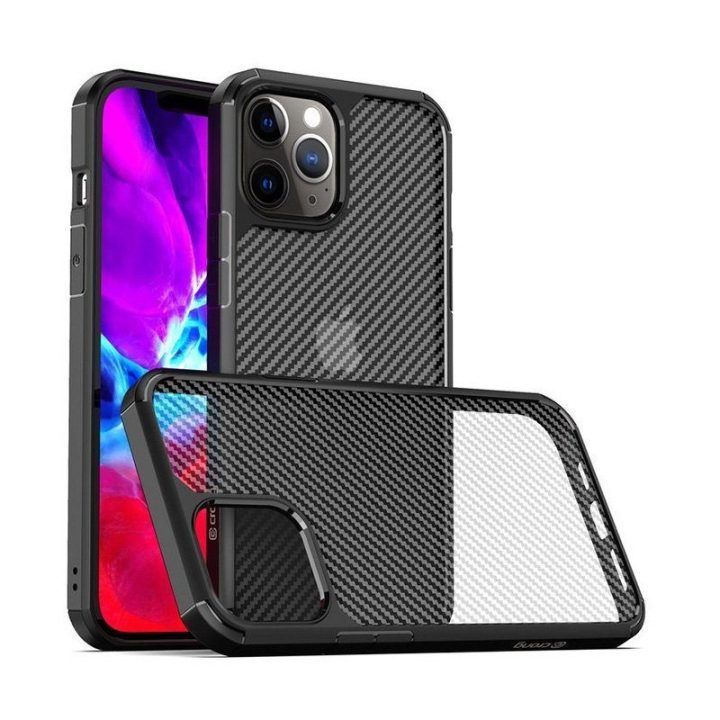Crong Hybrid Carbon dėklas iPhone SE (2020) ir iPhone 8/7, juodas