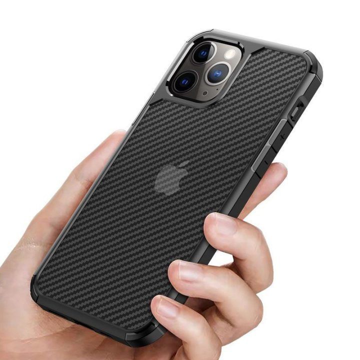 Crong Hybrid Carbon dėklas iPhone SE (2020) ir iPhone 8/7, juodas