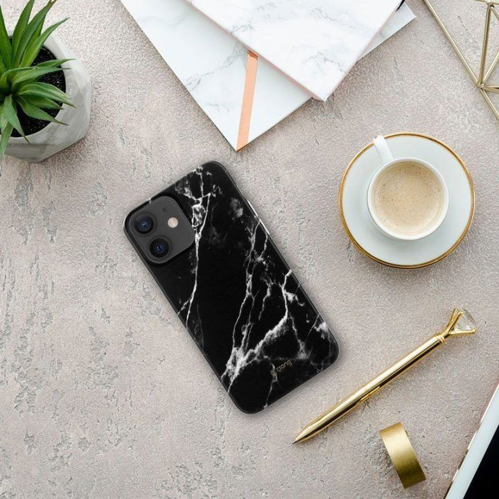 Dėklas Crong Marble iPhone 12 Mini, juodas