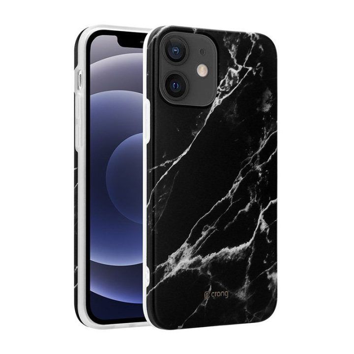 Dėklas Crong Marble iPhone 12 Mini, juodas