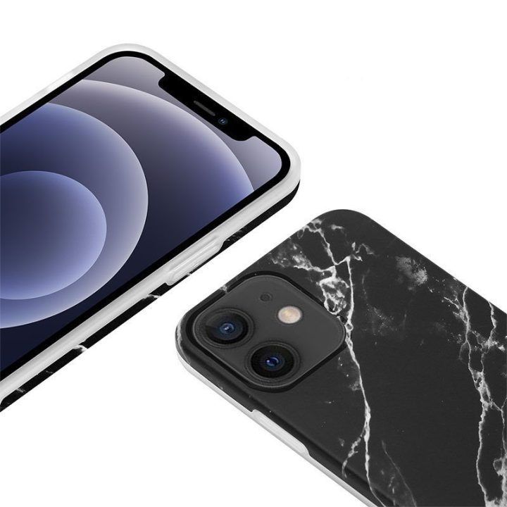 Dėklas Crong Marble iPhone 12 Mini, juodas