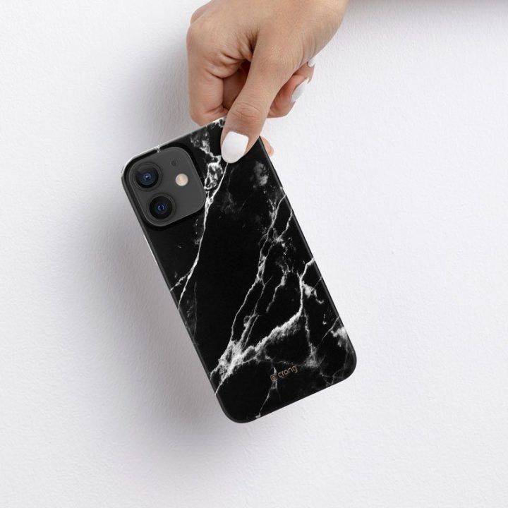 Dėklas Crong Marble iPhone 12 Mini, juodas