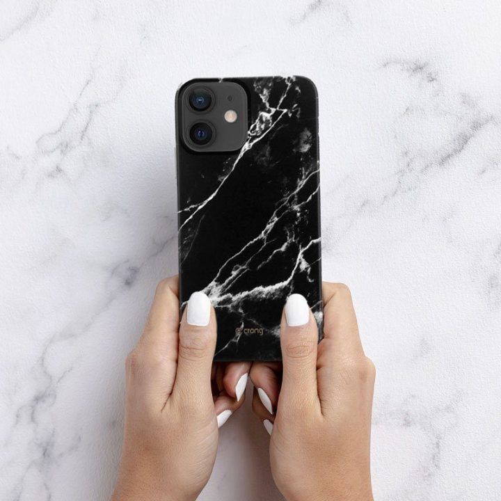 Dėklas Crong Marble iPhone 12 Mini, juodas