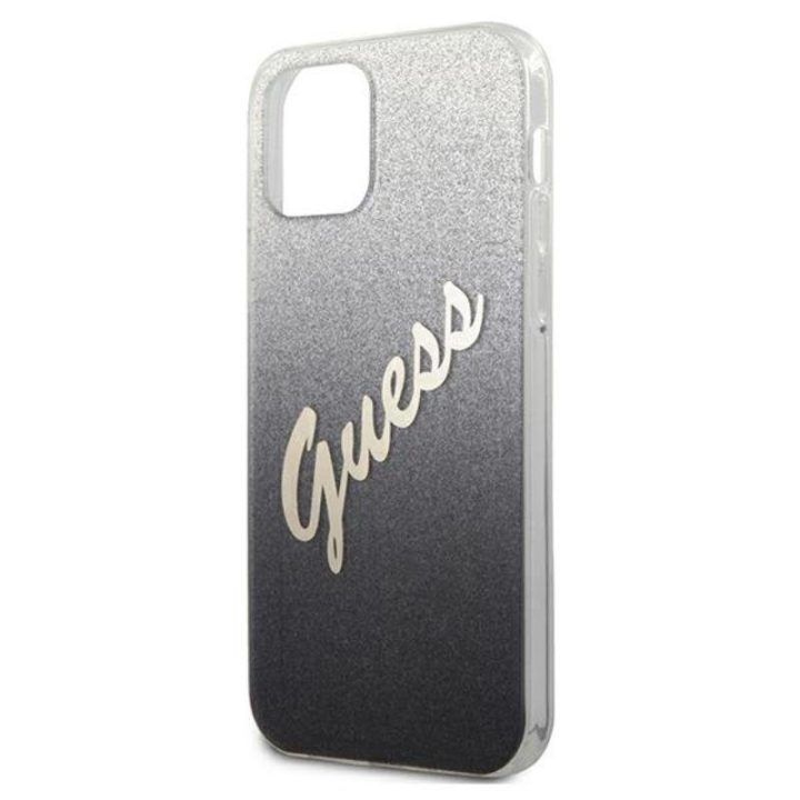 Dėklas Guess Glitter Gradient Script iPhone 12 Pro Max, juodas