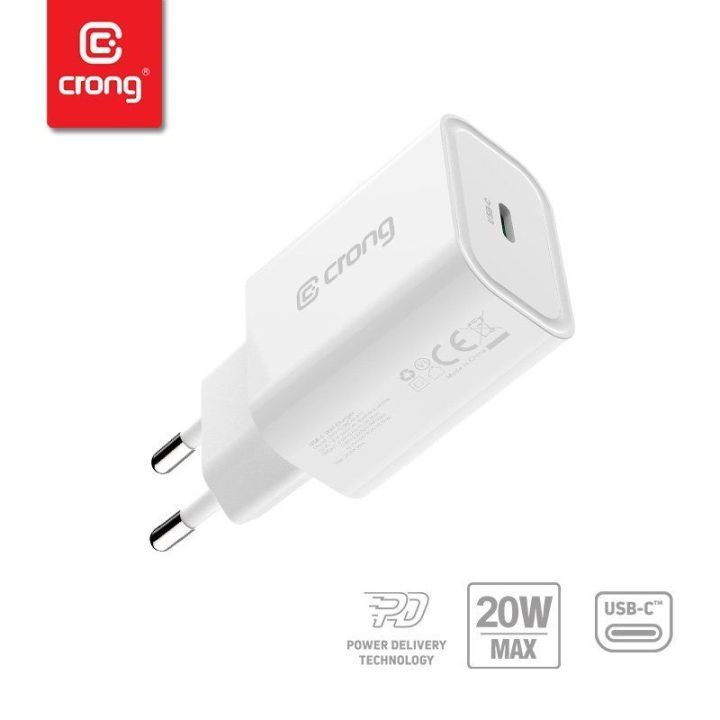 Įkroviklis Crong USB-C, 20 W, baltas