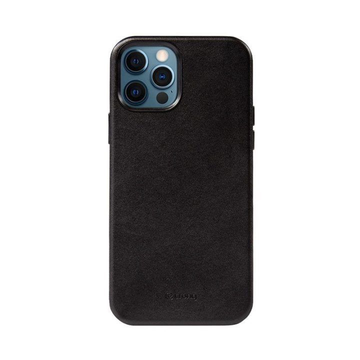 Dėklas iPhone 12 Pro Max, odos imitacijos, juodas