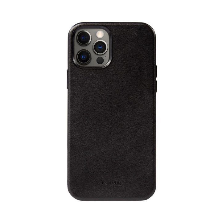 Dėklas iPhone 12 Pro Max, odos imitacijos, juodas