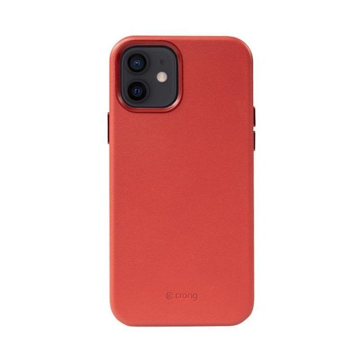 Crong Essential Cover odos imitacijos dėklas iPhone 12/12 Pro, raudonas