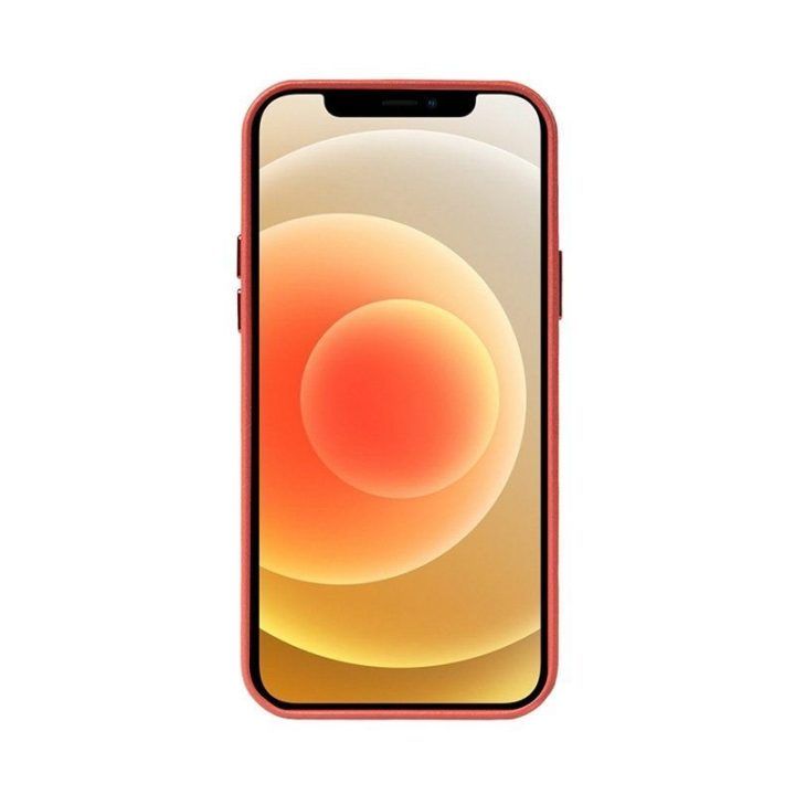 Crong Essential Cover odos imitacijos dėklas iPhone 12/12 Pro, raudonas
