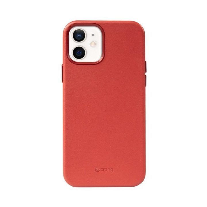 Crong Essential Cover odos imitacijos dėklas iPhone 12/12 Pro, raudonas