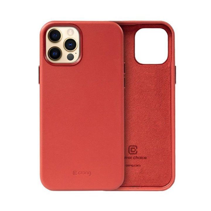 Dėklas iPhone 12 Pro Max, odos imitacija, raudonas