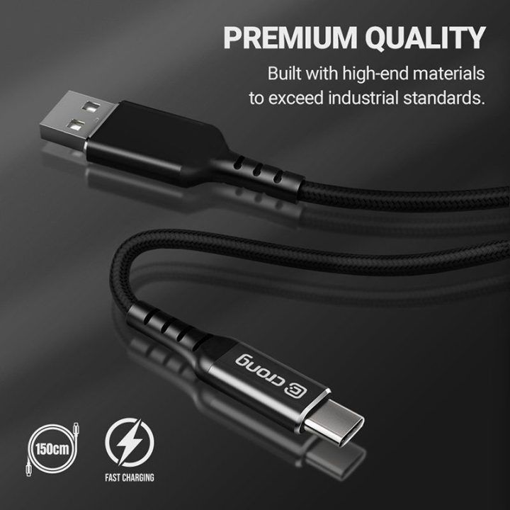 Crong Armor Link 60W USB-A–USB-C laidas, 150 cm