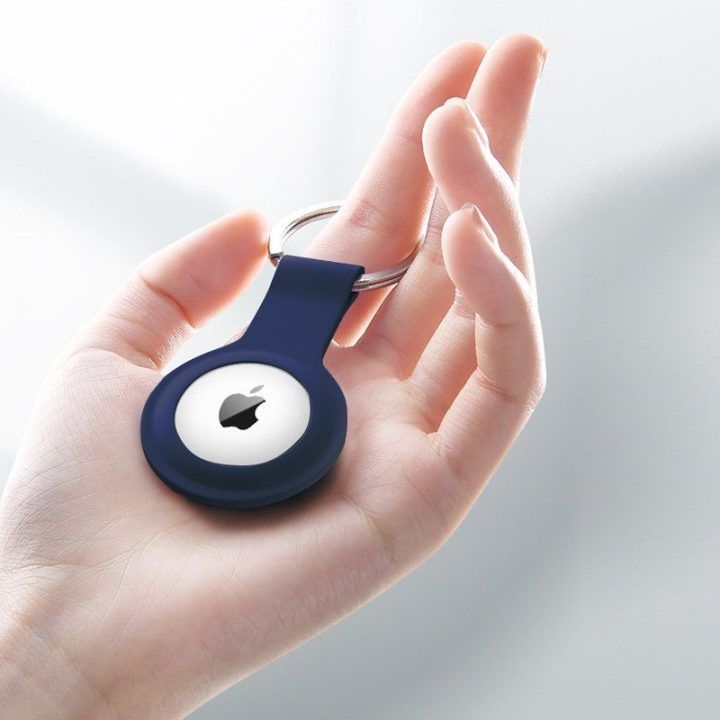 Crong silikoninis dėklas su žiedu Apple AirTag 1/2, tamsiai mėlynas