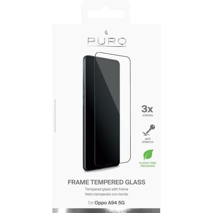 Apsauginis stiklas Puro Frame Oppo A94 5G, juodas rėmelis