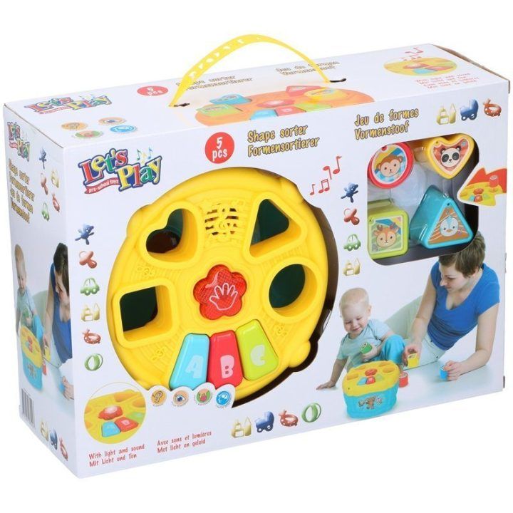 Vaikiškas lavinamasis žaislas Lets Play Shape Matching Toy, geltonai mėlynas