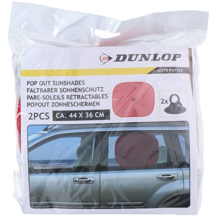 Automobilio šoninių langų skydeliai Dunlop, 36x44 cm, 2 vnt., raudoni