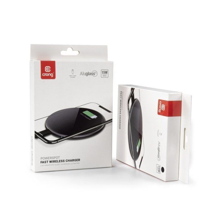 Belaidis įkroviklis Crong PowerSpot 15W, sidabro spalvos