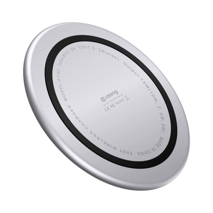 Belaidis įkroviklis Crong PowerSpot 15W, sidabro spalvos