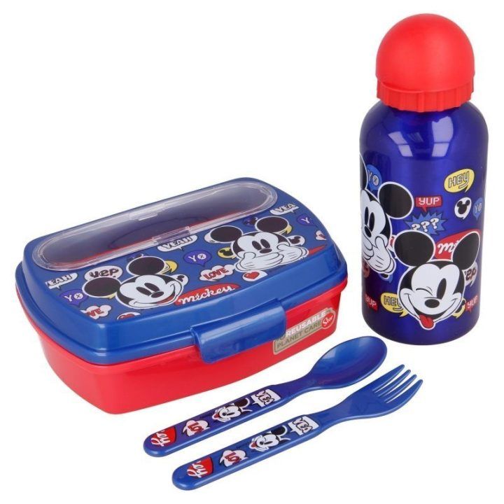 Mickey Mouse pietų dėžutės rinkinys su 400 ml gertuve ir įrankiais
