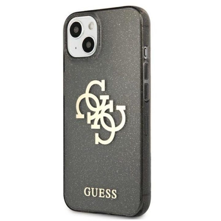 Dėklas iPhone 13 mini Guess Glitter 4G Big Logo, juodas