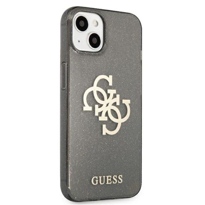 Dėklas iPhone 13 mini Guess Glitter 4G Big Logo, juodas