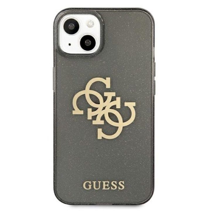 Dėklas iPhone 13 mini Guess Glitter 4G Big Logo, juodas