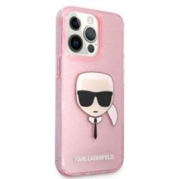 Karl Lagerfeld blizgus dėklas iPhone 13 Pro Max, rožinis